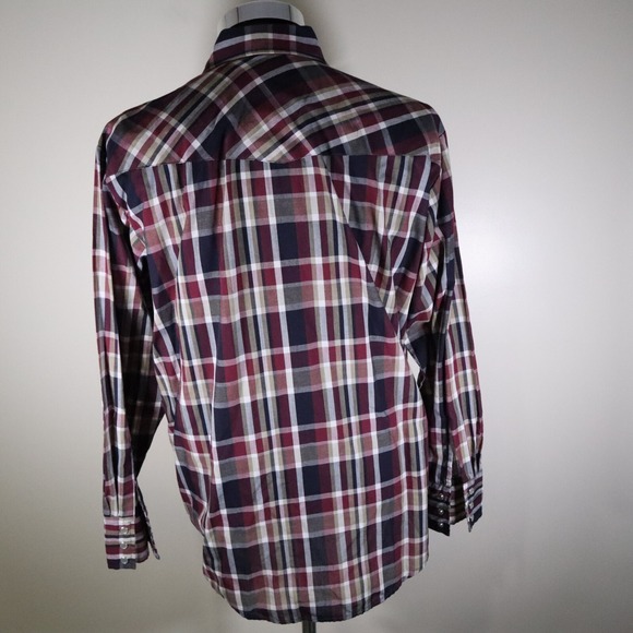 Outlaw Western Wear Shirt Mens Large Extra Long Tails Pearl Snap Long Sleeve - Picture 5 of 9